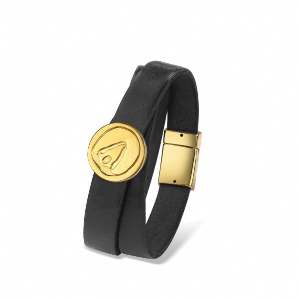 Leather bracelet with hoofprint nugget